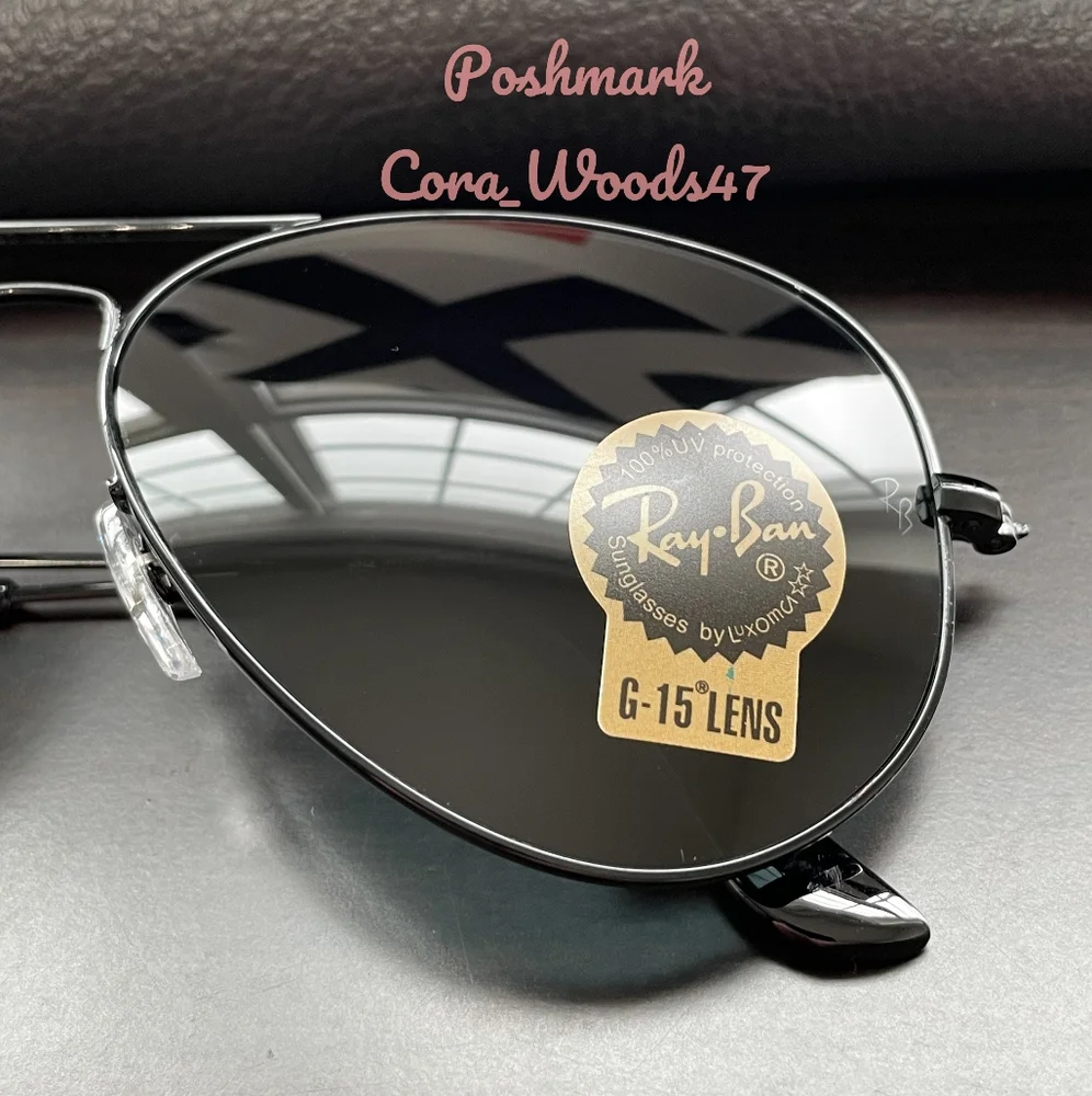 RayBan Aviator Black Lenses RB3025 Black Frame 58 / 62 Unisex New - Picture 5 of 16